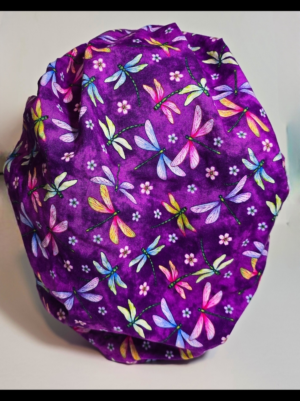 Purple Dragonfly Print Scrub/surgical/chemo Hat/Cap, Bouffant, CUTE! - Picture 3 of 3